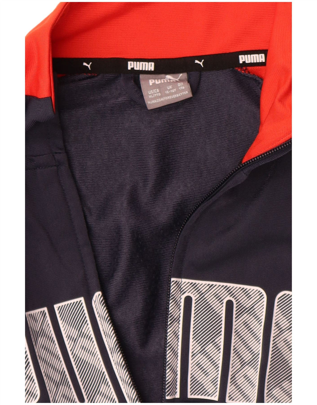 Puma Boys Graphic Tracksuit Top Jacket 15-16 Years Navy Blue Polyester