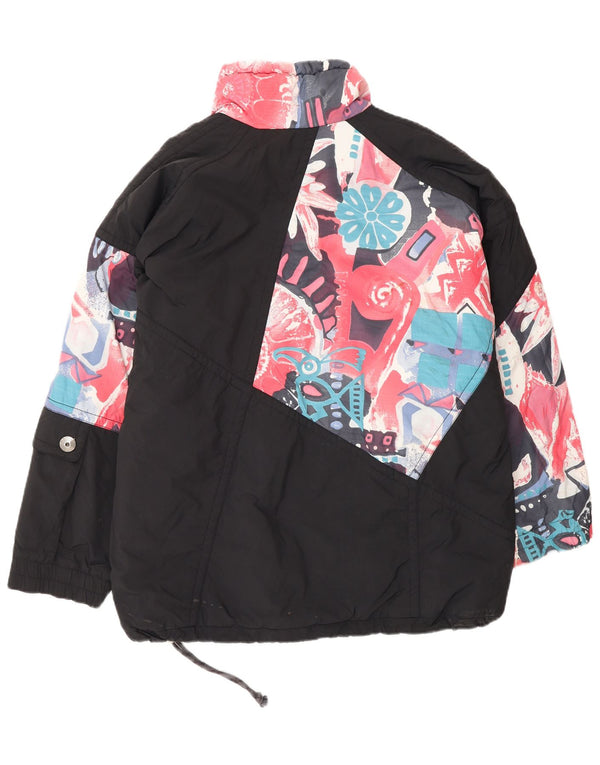 MAIER Mens Oversized Pullover Windbreaker Jacket UK 6 XS Black Floral
