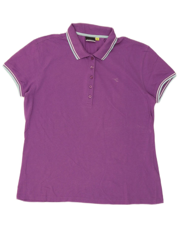 DIADORA Womens Polo Shirt UK 20 2XL Purple Cotton