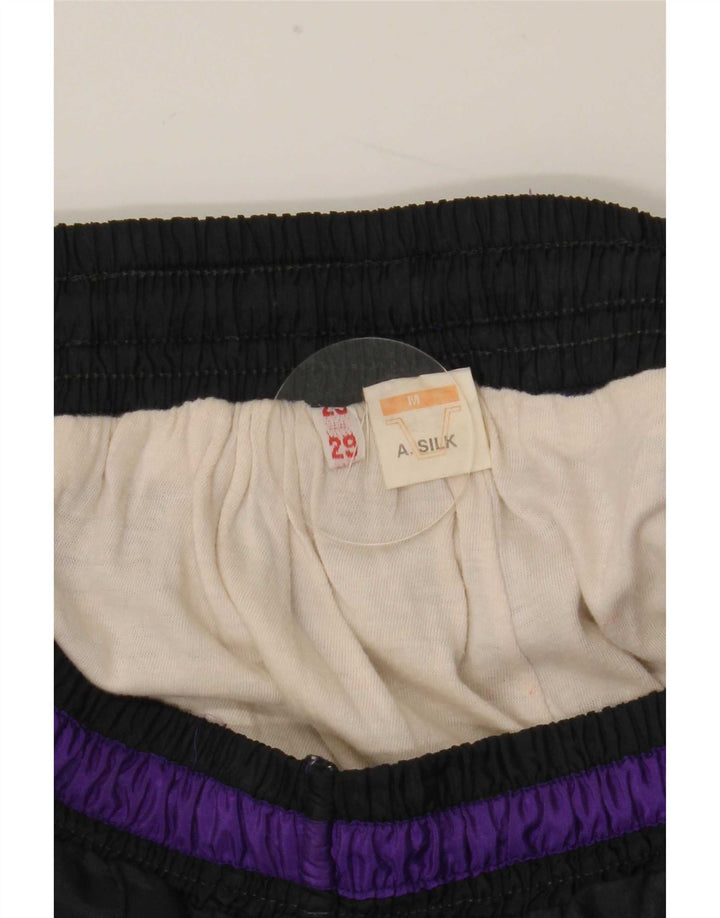 Vintage Mens Tracksuit Trousers Joggers Medium Black Colourblock