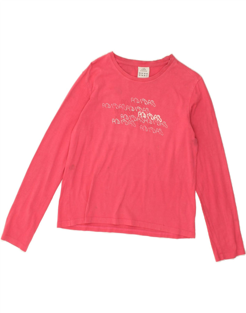 ADIDAS Girls Graphic Top Long Sleeve 15-16 Years Pink Cotton | Vintage Adidas | Thrift | Second-Hand Adidas | Used Clothing | Messina Hembry 