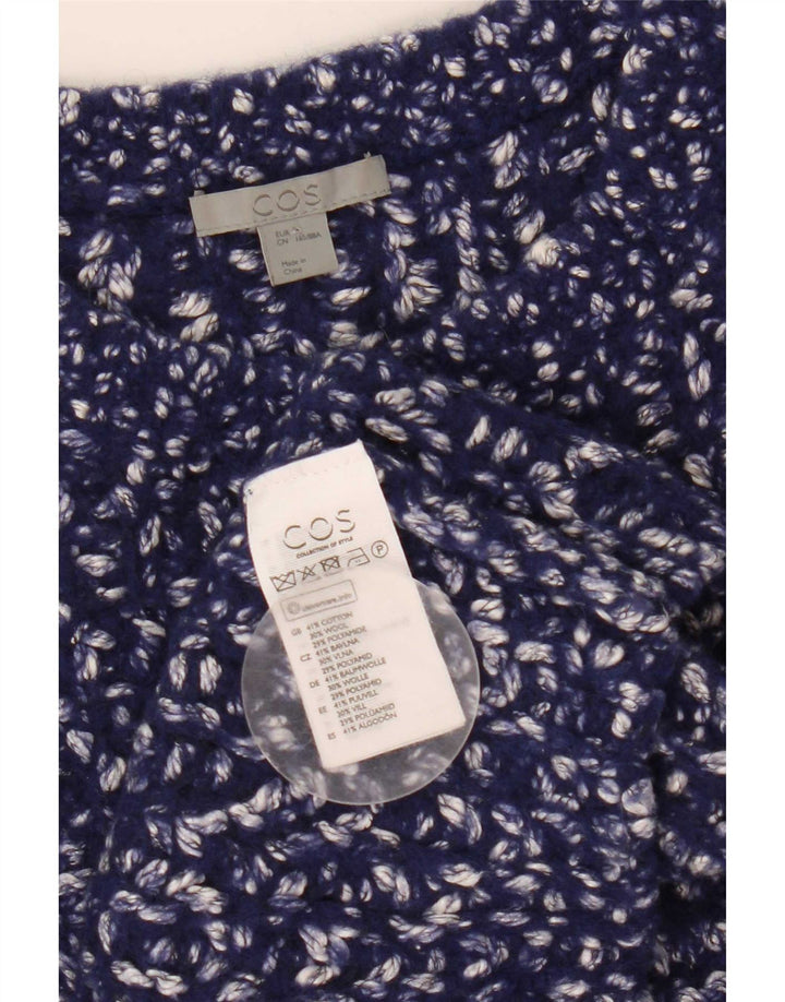 Cos Womens Oversized Crew Neck Jumper Sweater UK 10 Small Navy Blue Flecked