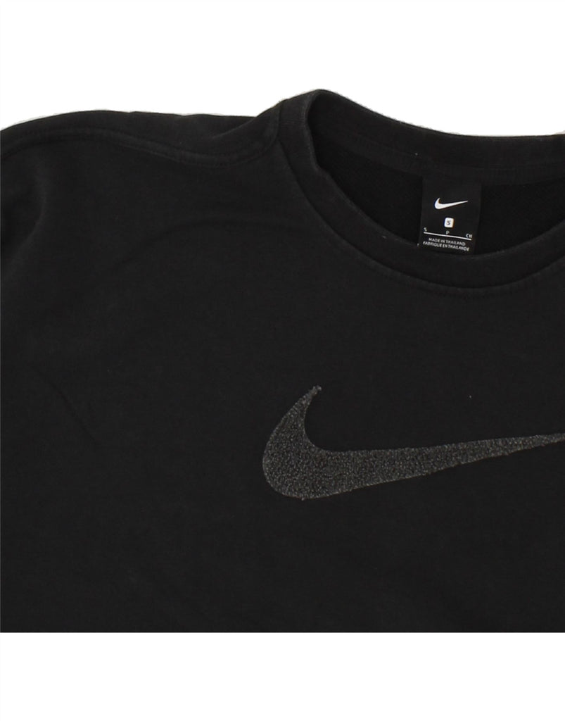NIKE Womens Oversized Crop Sweatshirt Jumper UK 10 Small Black | Vintage Nike | Thrift | Second-Hand Nike | Used Clothing | Messina Hembry 