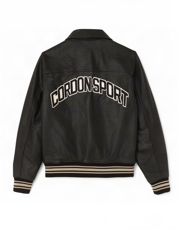 Cordon Mens Graphic Leather Jacket UK 38 Medium Black