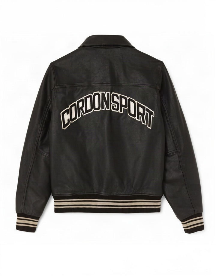 Cordon Mens Graphic Leather Jacket UK 38 Medium Black
