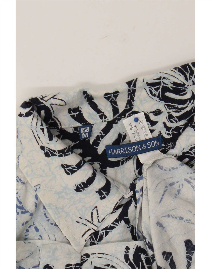 Harrison & Son Mens Short Sleeve Shirt Medium Blue Floral Viscose