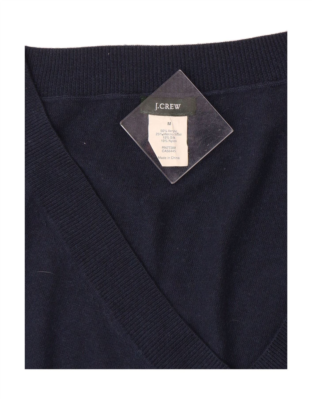 J. CREW Womens V-Neck Jumper Sweater UK 14 Medium Navy Blue Acrylic Vintage J. Crew and Second-Hand J. Crew from Messina Hembry 