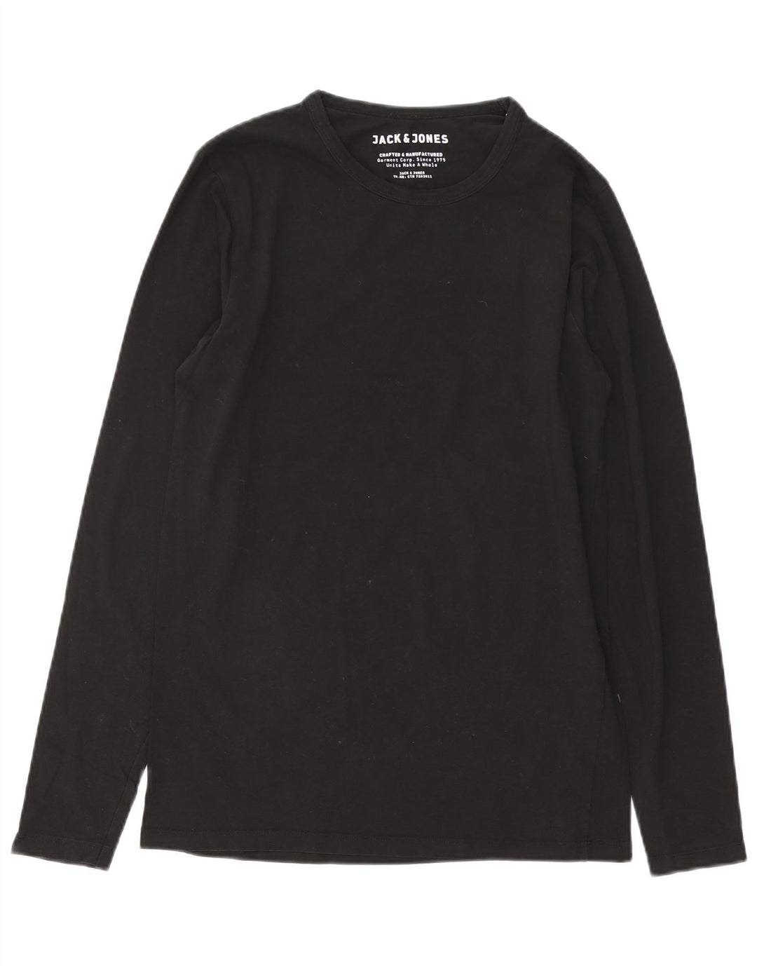 Jack & Jones Mens Top Long Sleeve Medium Black Cotton