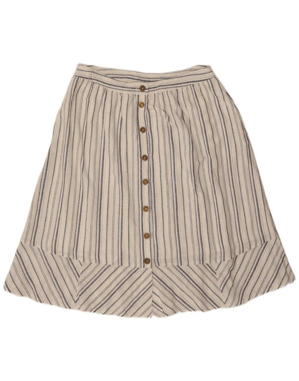 Fat Face Womens A-Line Skirt UK 14 Large W32 White Striped Viscose