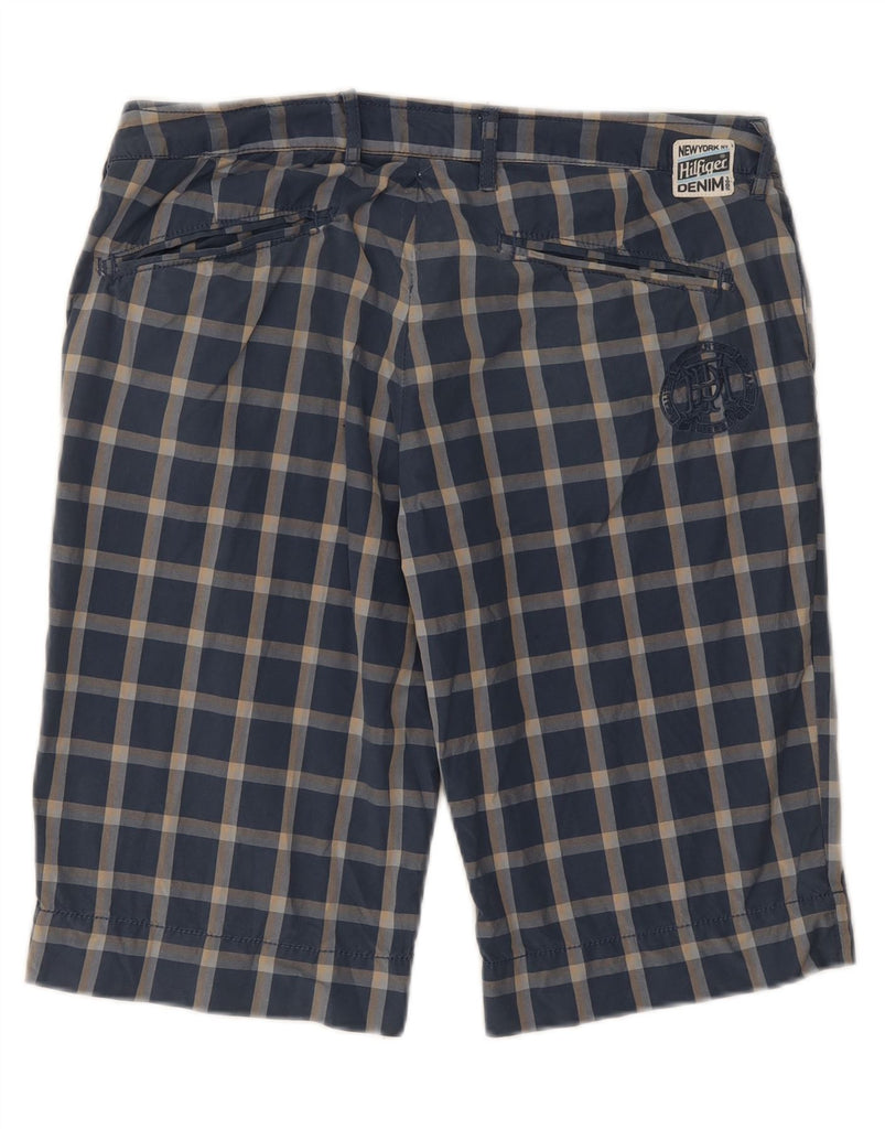 TOMMY HILFIGER Mens Chino Shorts W32 Medium Navy Blue Check Cotton Vintage Tommy Hilfiger and Second-Hand Tommy Hilfiger from Messina Hembry 