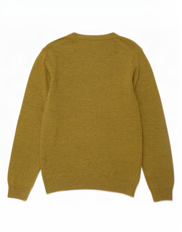 Marks & Spencer Mens Crew Neck Jumper Sweater Medium Yellow Flecked Wool