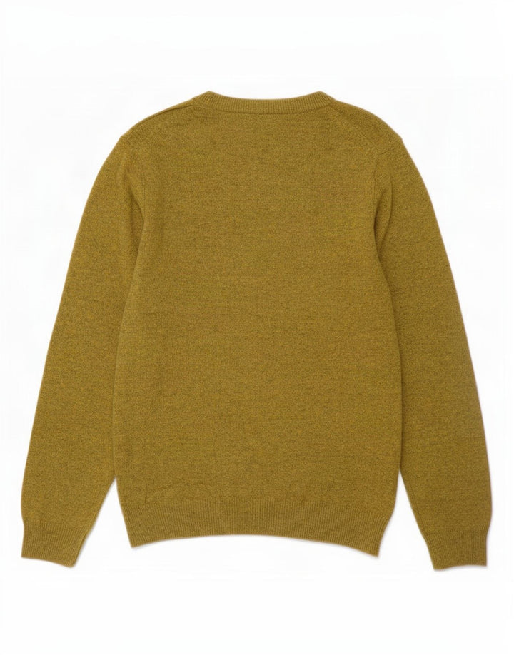 Marks & Spencer Mens Crew Neck Jumper Sweater Medium Yellow Flecked Wool