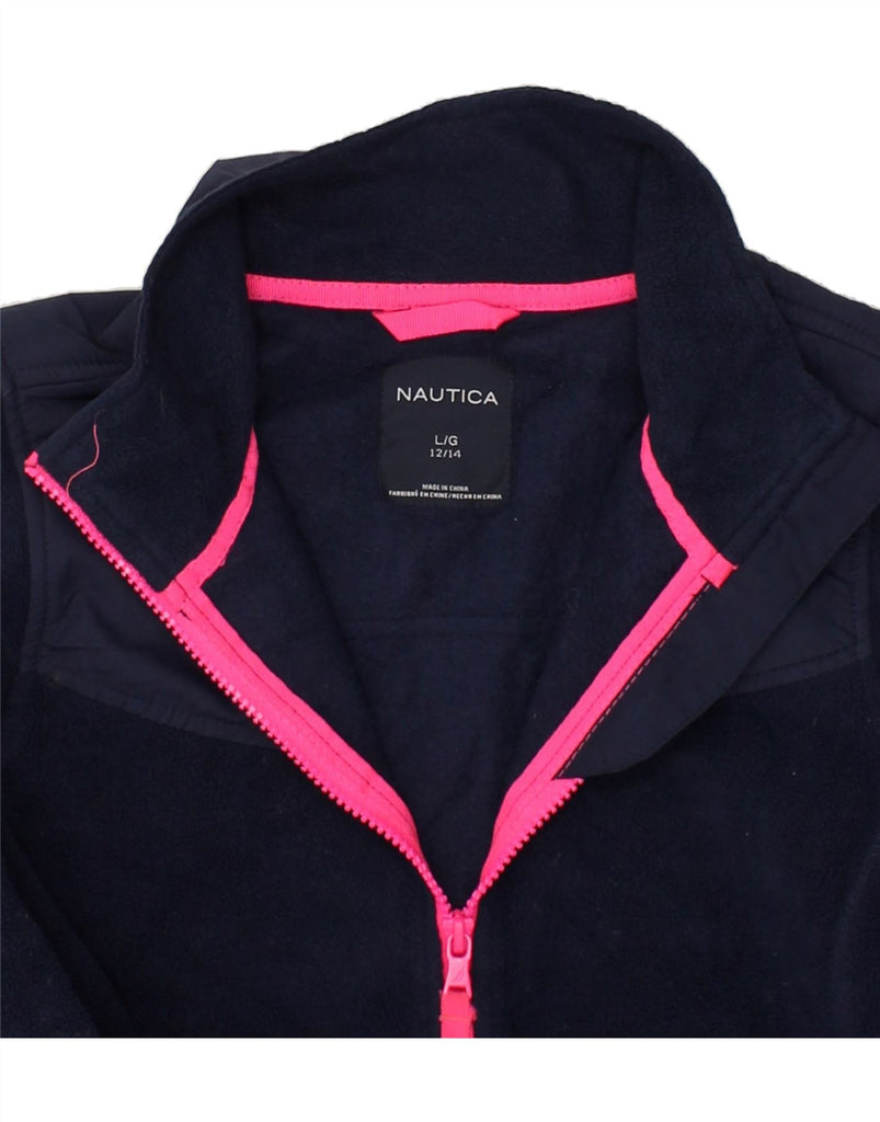 NAUTICA Girls Fleece Jacket 12-13 Years Large Navy Blue Polyester | Vintage Nautica | Thrift | Second-Hand Nautica | Used Clothing | Messina Hembry 