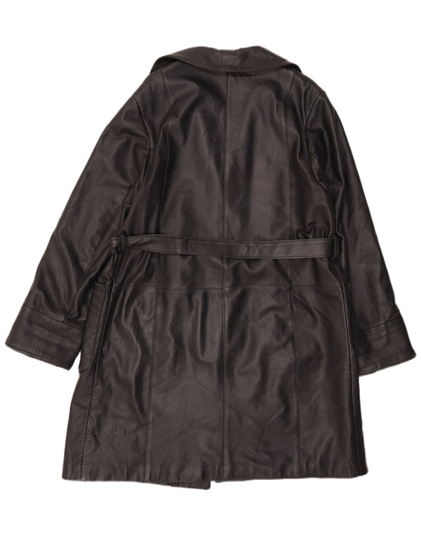Vintage Womens Leather Coat IT 44 Medium Black