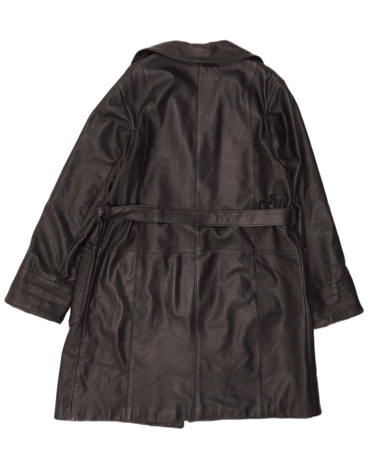 Vintage Womens Leather Coat IT 44 Medium Black