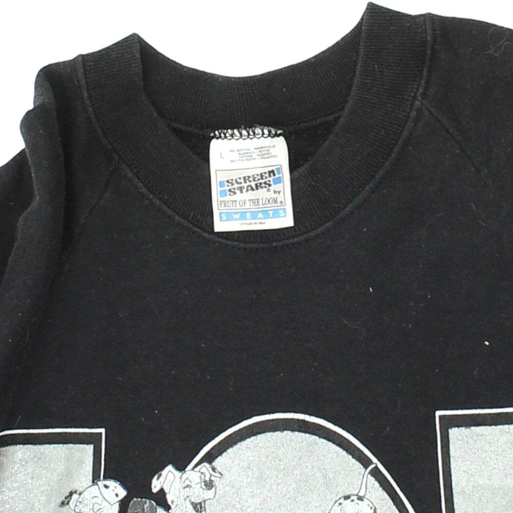 101 Dalmatians Mens Black Sweatshirt | Vintage 90s Disney Cartoon Film VTG | Vintage Messina Hembry | Thrift | Second-Hand Messina Hembry | Used Clothing | Messina Hembry 