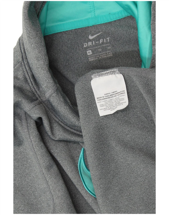 NIKE Womens Graphic Hoodie Jumper UK 18 XL Grey Polyester