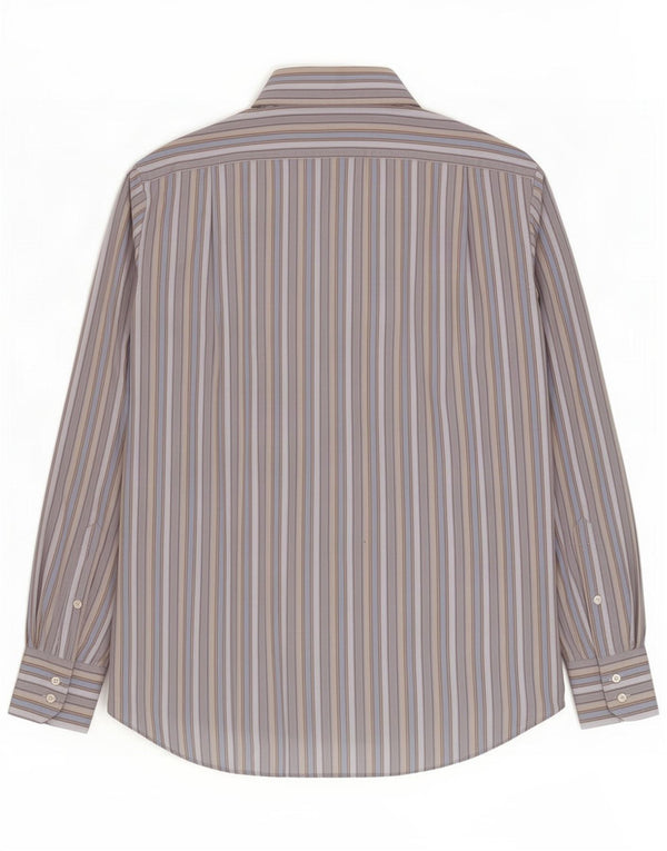 Basile Mens Shirt Size 40 15 Medium Blue Striped Cotton Classic