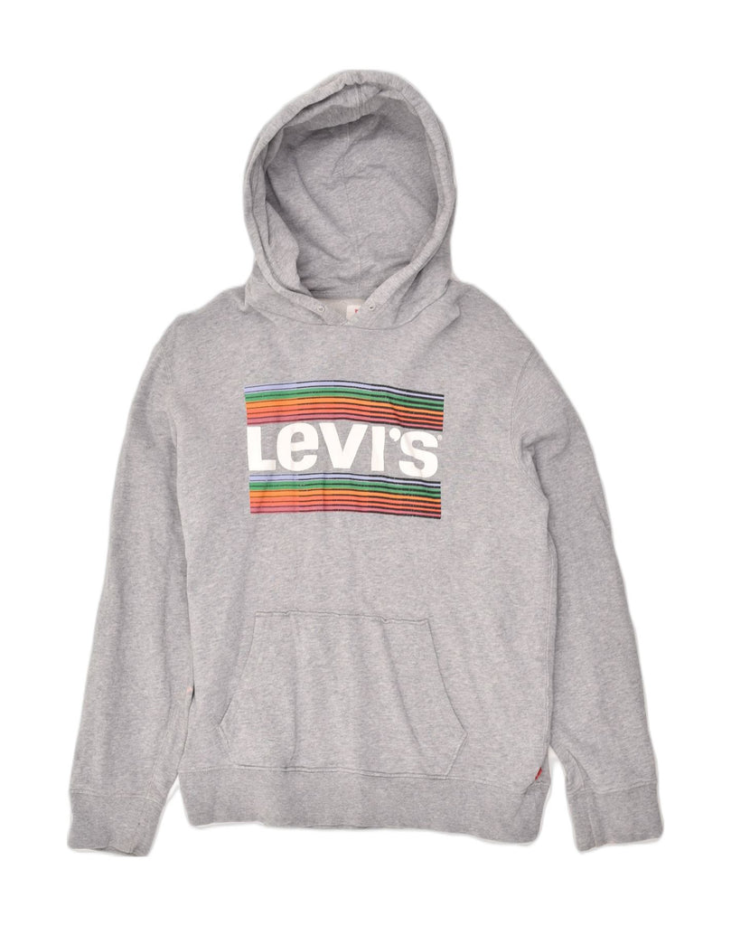 LEVI'S Mens Graphic Hoodie Jumper Medium Grey Cotton | Vintage Levi's | Thrift | Second-Hand Levi's | Used Clothing | Messina Hembry 