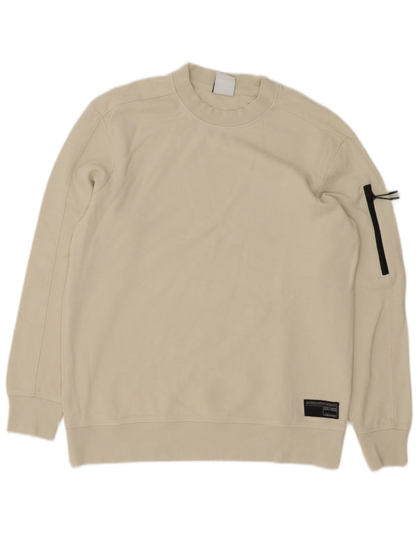 Zara Mens Sweatshirt Jumper Small Off White Cotton