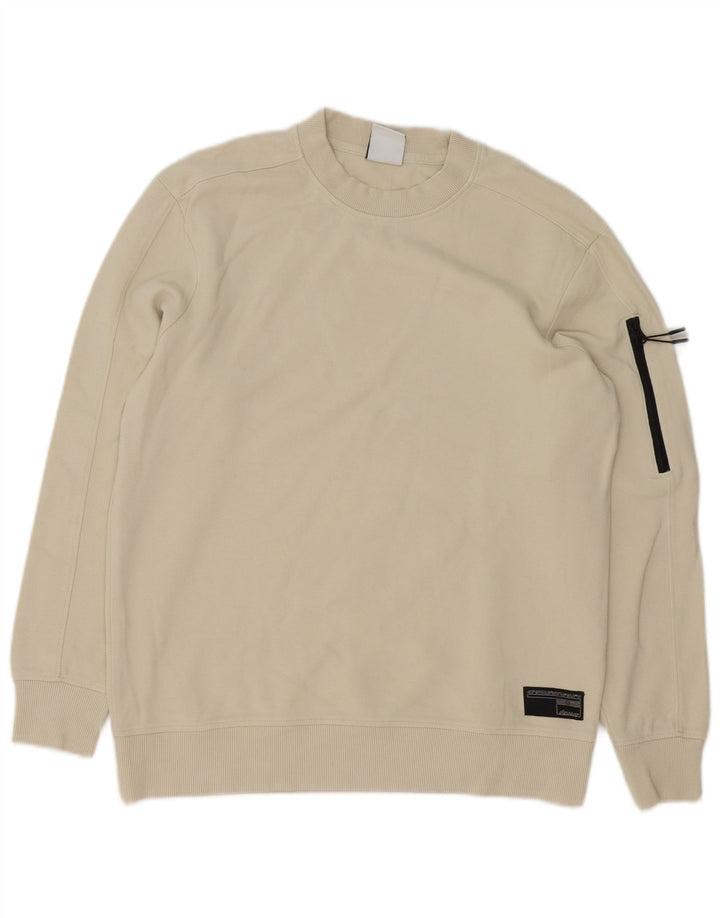 Zara Mens Sweatshirt Jumper Small Off White Cotton