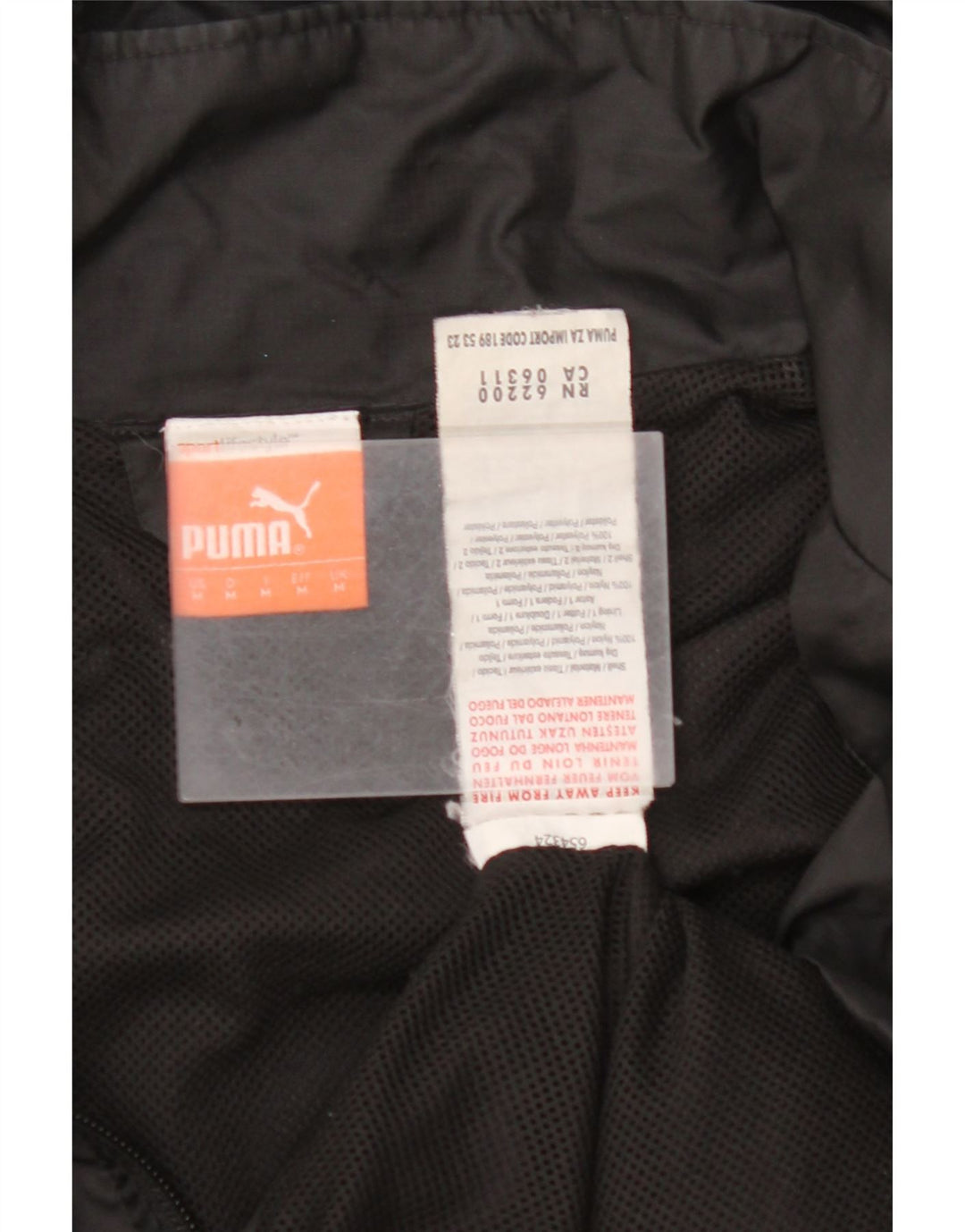 PUMA Mens Hooded Rain Jacket UK 38 Medium Black Nylon