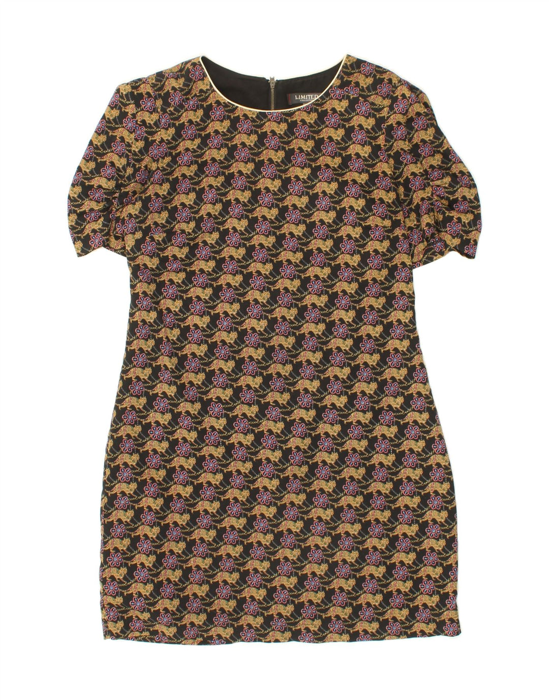 THE LIMITED Womens Sheath Dress UK 14 Medium  Black Animal Print Polyester Vintage The limited and Second-Hand The limited from Messina Hembry 