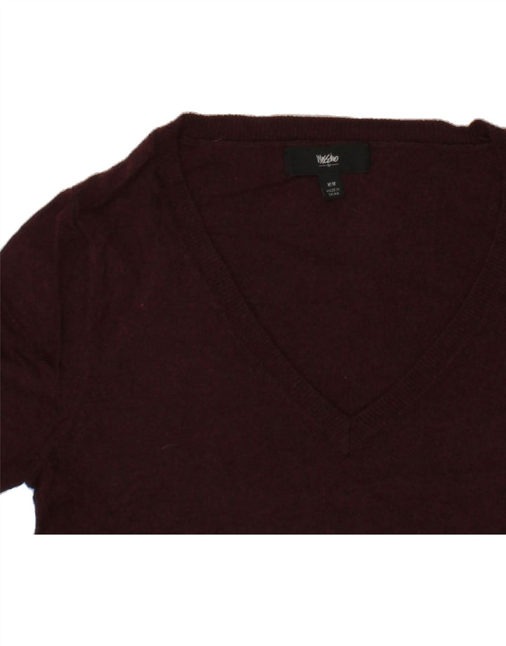 MOSSIMO Womens V-Neck Jumper Sweater UK 12 Medium Burgundy Nylon Vintage Mossimo and Second-Hand Mossimo from Messina Hembry 