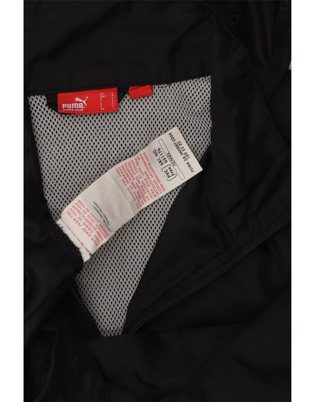 PUMA Mens Hooded Rain Jacket UK 42 Large Black Colourblock Polyamide