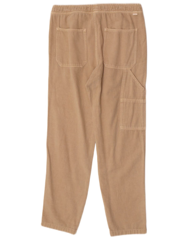Zara Mens Straight Cargo Trousers Medium W31 L30 Beige Cotton