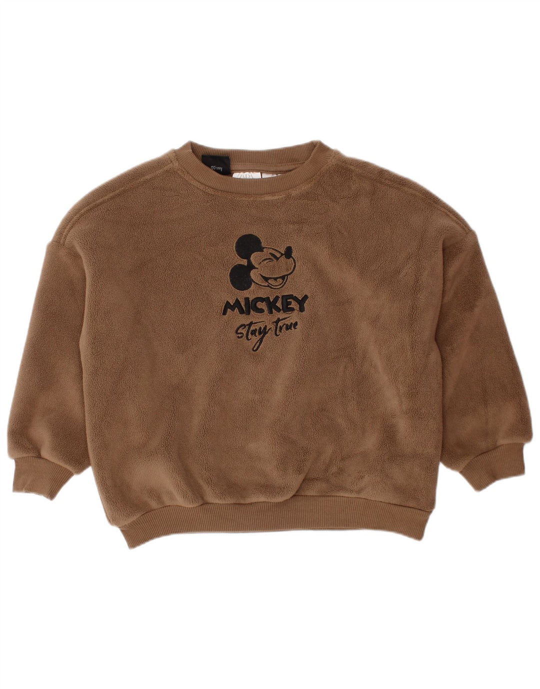 ZARA Baby Boys Mickey Mouse Fleece Jumper 18-24 Months Brown Cotton