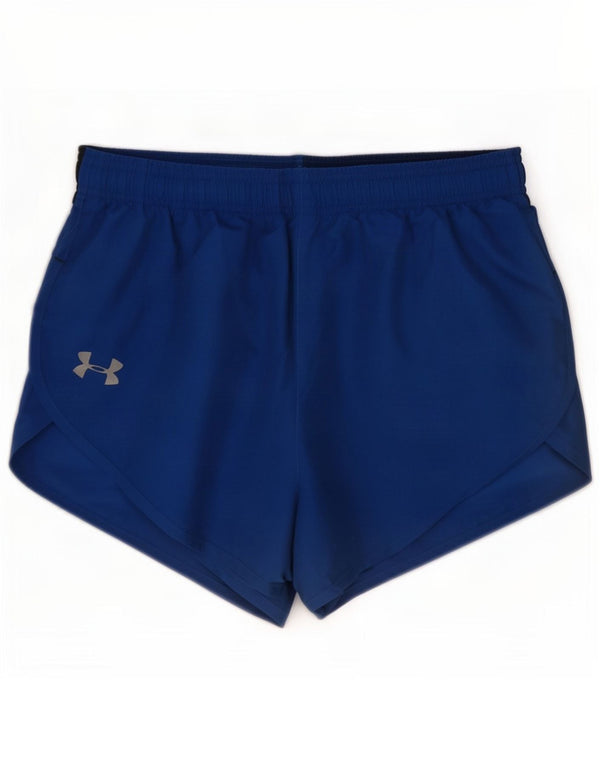 Under Armour Womens Heat Gear Sport Shorts UK 10 Small Blue Colourblock