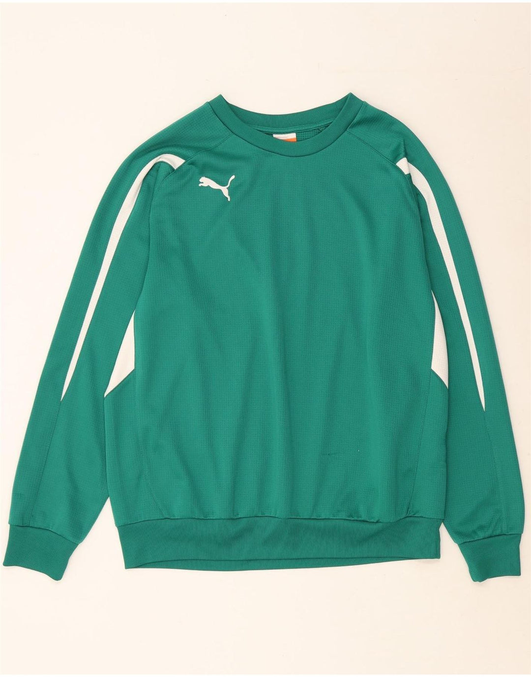 PUMA Mens Sweatshirt Jumper Large Green Colourblock Polyester