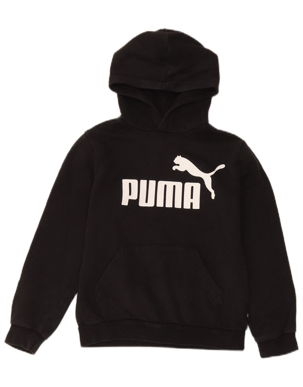 Puma Boys Graphic Hoodie Jumper 11-12 Years Black Cotton