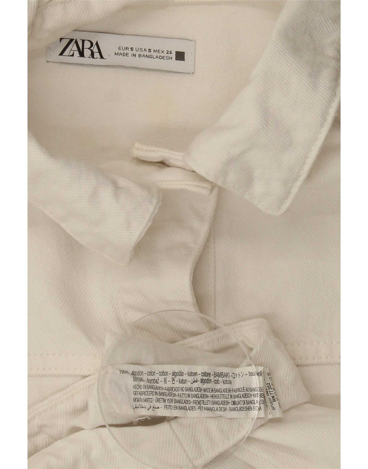 Zara Womens Oversized Denim Jacket UK 10 Small White Cotton