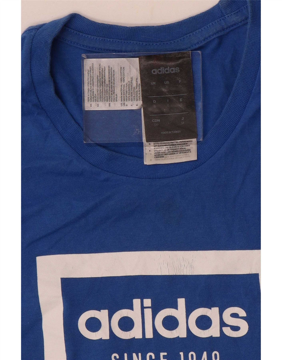 Adidas Mens Graphic T-Shirt Top Small Blue Cotton
