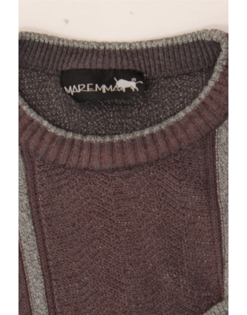 MAREMMA  Mens Crew Neck Jumper Sweater Large Brown Striped Vintage Maremma and Second-Hand Maremma from Messina Hembry 