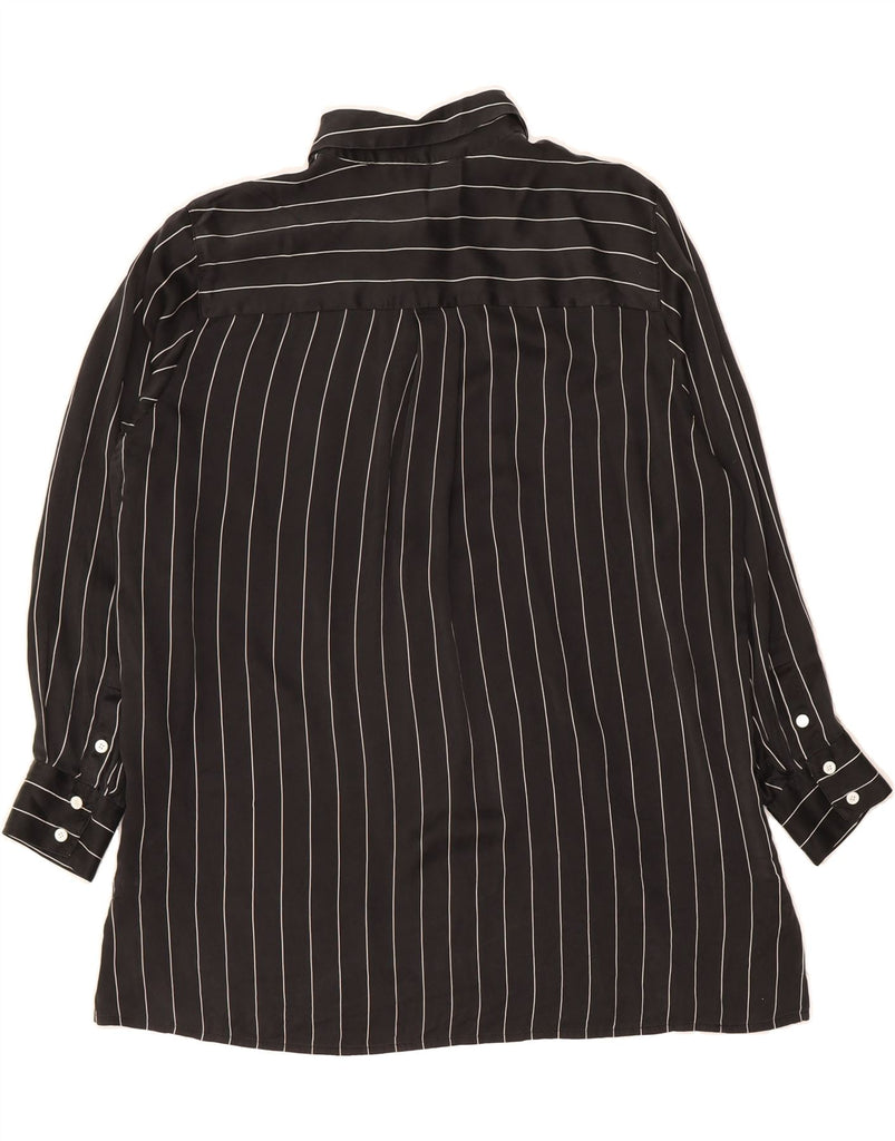 MARINA RINALDI Womens Shirt Blouse UK 20 2XL Black Pinstripe Silk Vintage Marina Rinaldi and Second-Hand Marina Rinaldi from Messina Hembry 