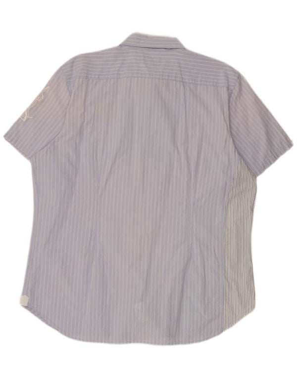 La Martina Mens Graphic Short Sleeve Shirt 2XL Blue Cotton