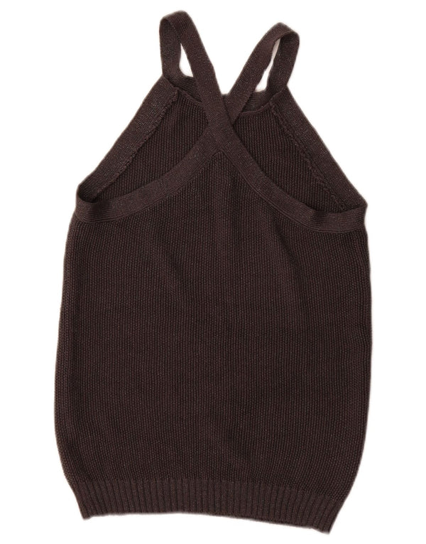 Massimo Dutti Womens Vest Tank Top UK 12 Medium Black Silk