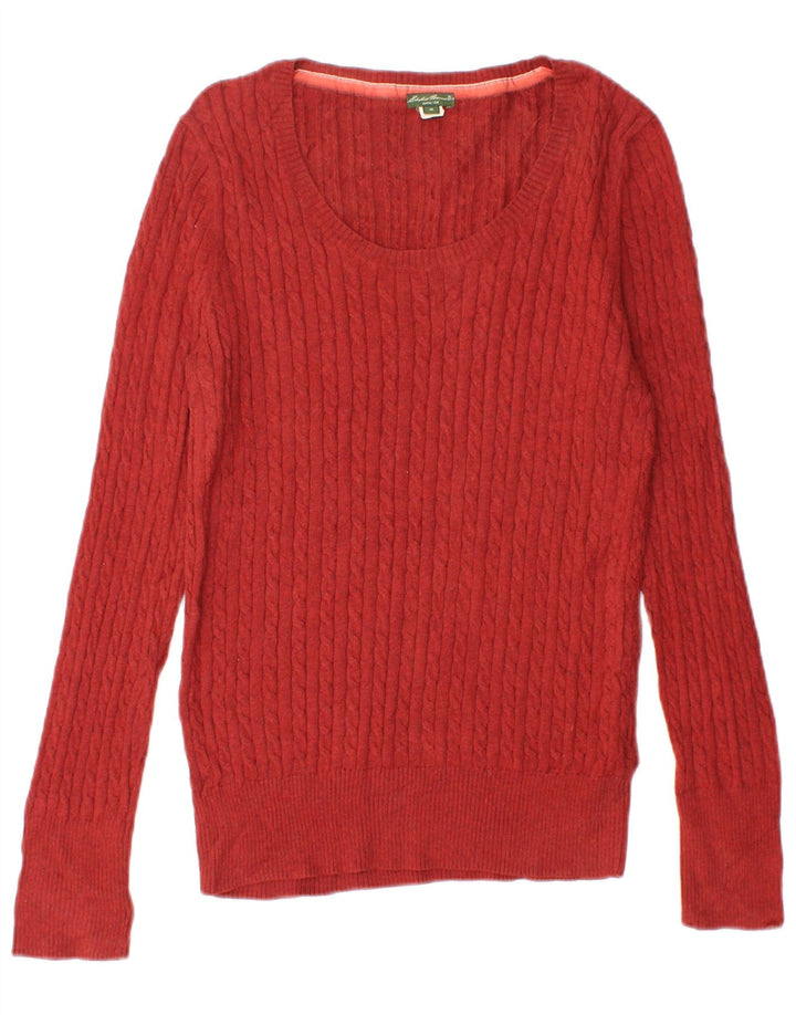 EDDIE BAUER Womens Seattle Boat Neck Jumper Sweater UK 12 Medium Red