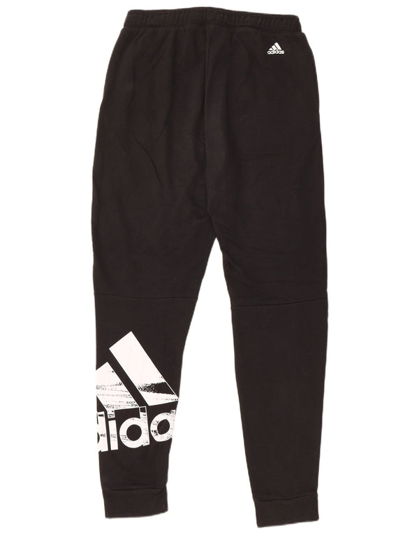 Adidas Boys Graphic Tracksuit Trousers Joggers 13-14 Years Black Cotton