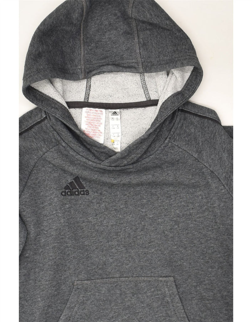 ADIDAS Boys Graphic Hoodie Jumper 7-8 Years Grey Cotton | Vintage Adidas | Thrift | Second-Hand Adidas | Used Clothing | Messina Hembry 