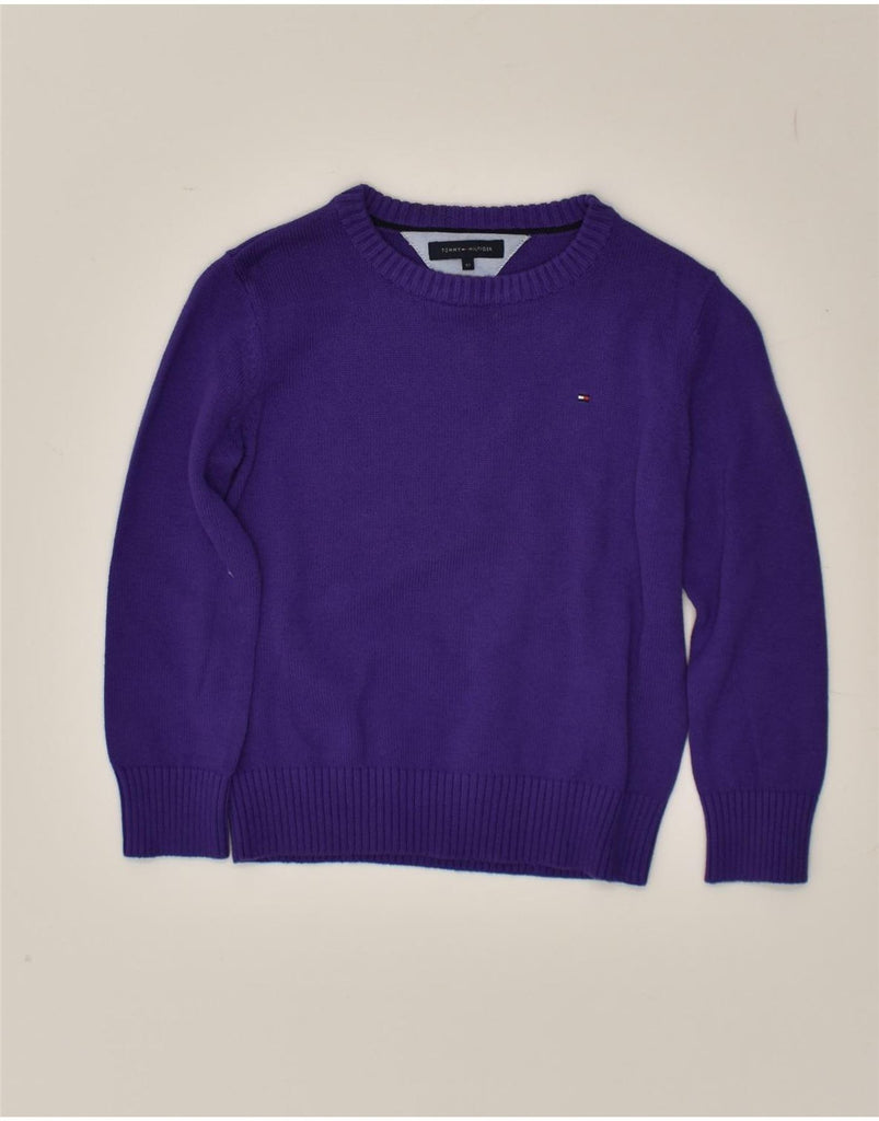 TOMMY HILFIGER Girls Crew Neck Jumper Sweater 4-5 Years Purple Cotton | Vintage Tommy Hilfiger | Thrift | Second-Hand Tommy Hilfiger | Used Clothing | Messina Hembry 