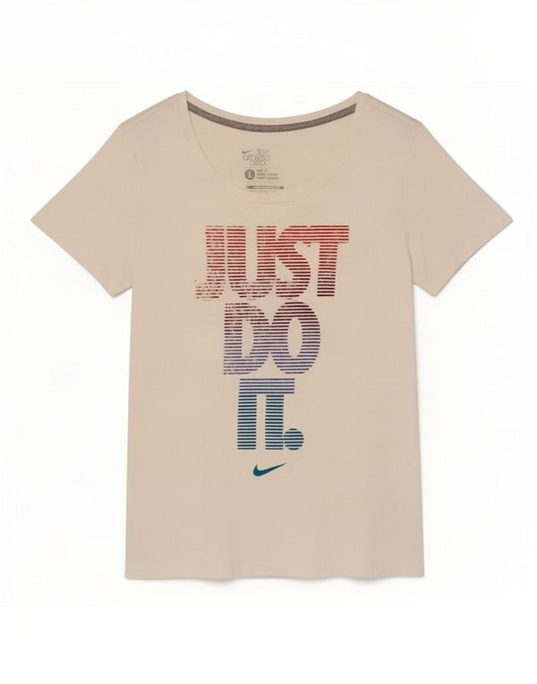Nike Womens Slim Fit Graphic T-Shirt Top UK 14 Large White Cotton