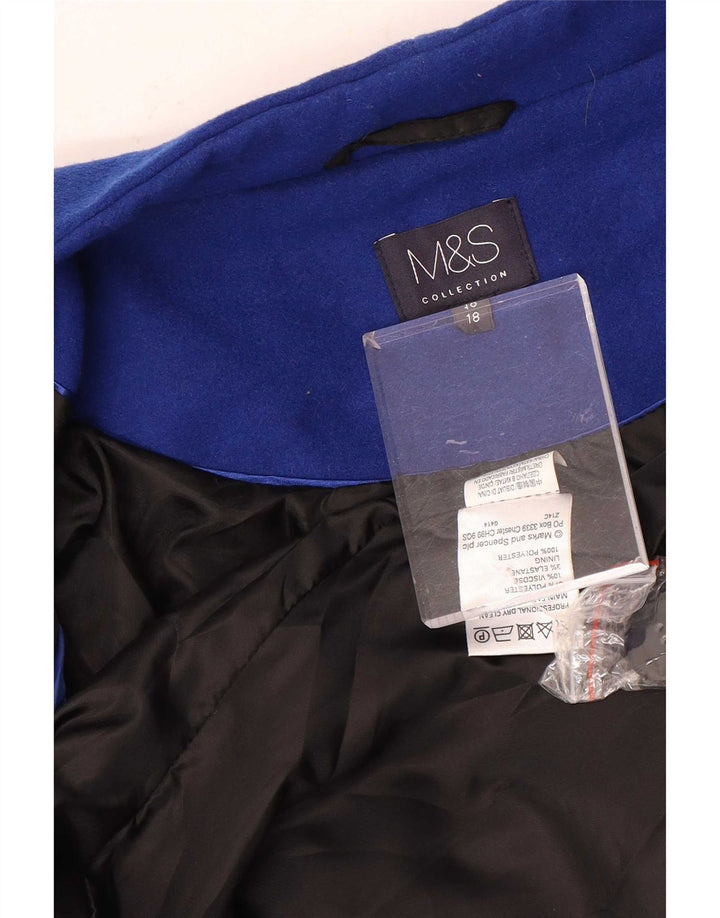 Marks & Spencer Womens Overcoat UK 18 XL Blue Polyester