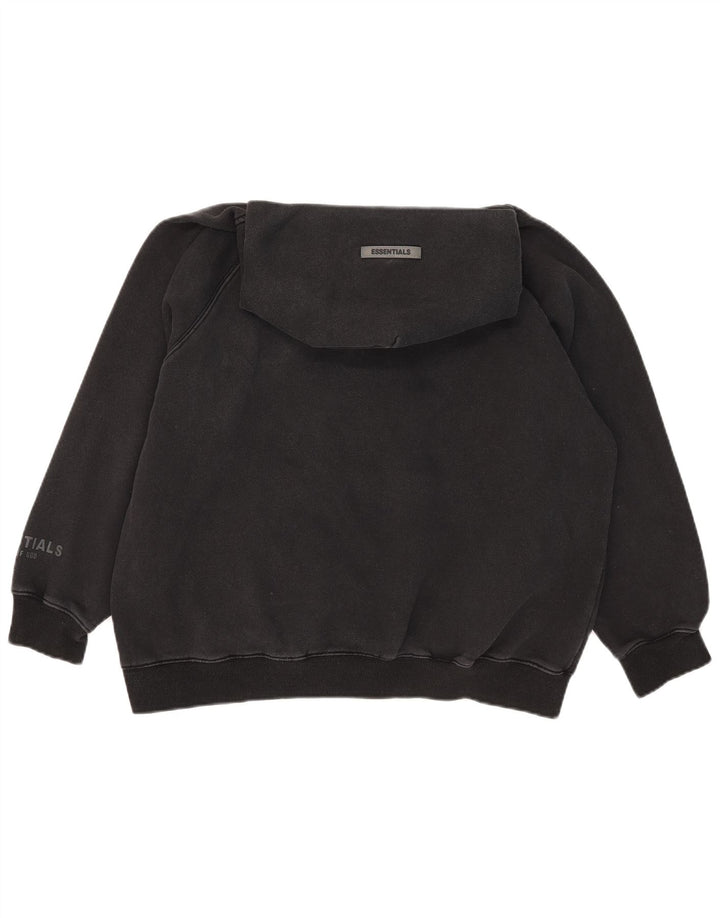 Essentials Womens Graphic Oversized Hoodie Jumper UK 14 Large Black Cotton