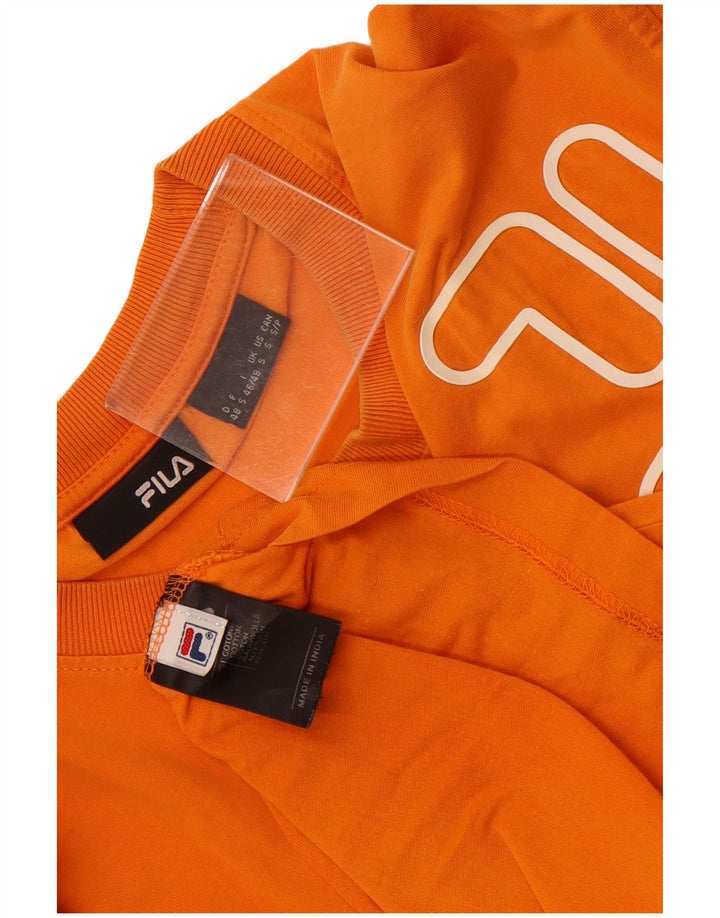 Fila Mens Graphic T-Shirt Top Small Orange Cotton