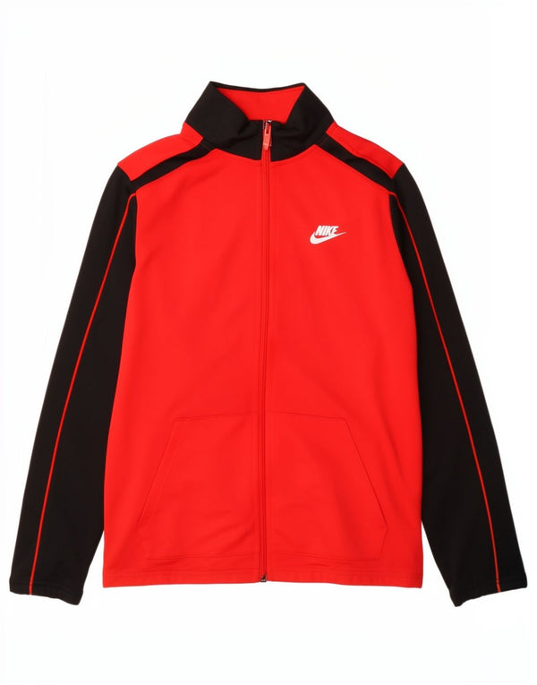 Nike Boys Tracksuit Top Jacket 13-14 Years XL Red Colourblock Sports