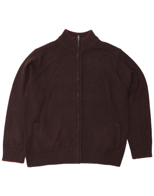 Marks & Spencer Mens Regular Fit Cardigan Sweater 2XL Burgundy Polyacrylic
